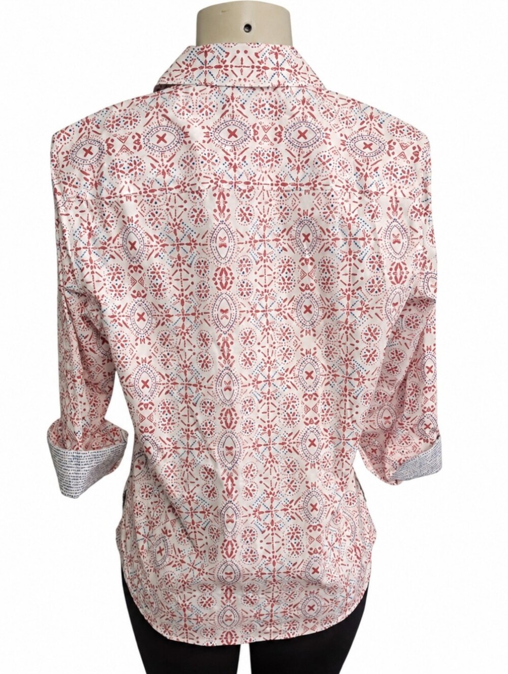 Foxcroft NYC Pink Geometric Print Button Down Shirt | Small - Picture 3 of 5